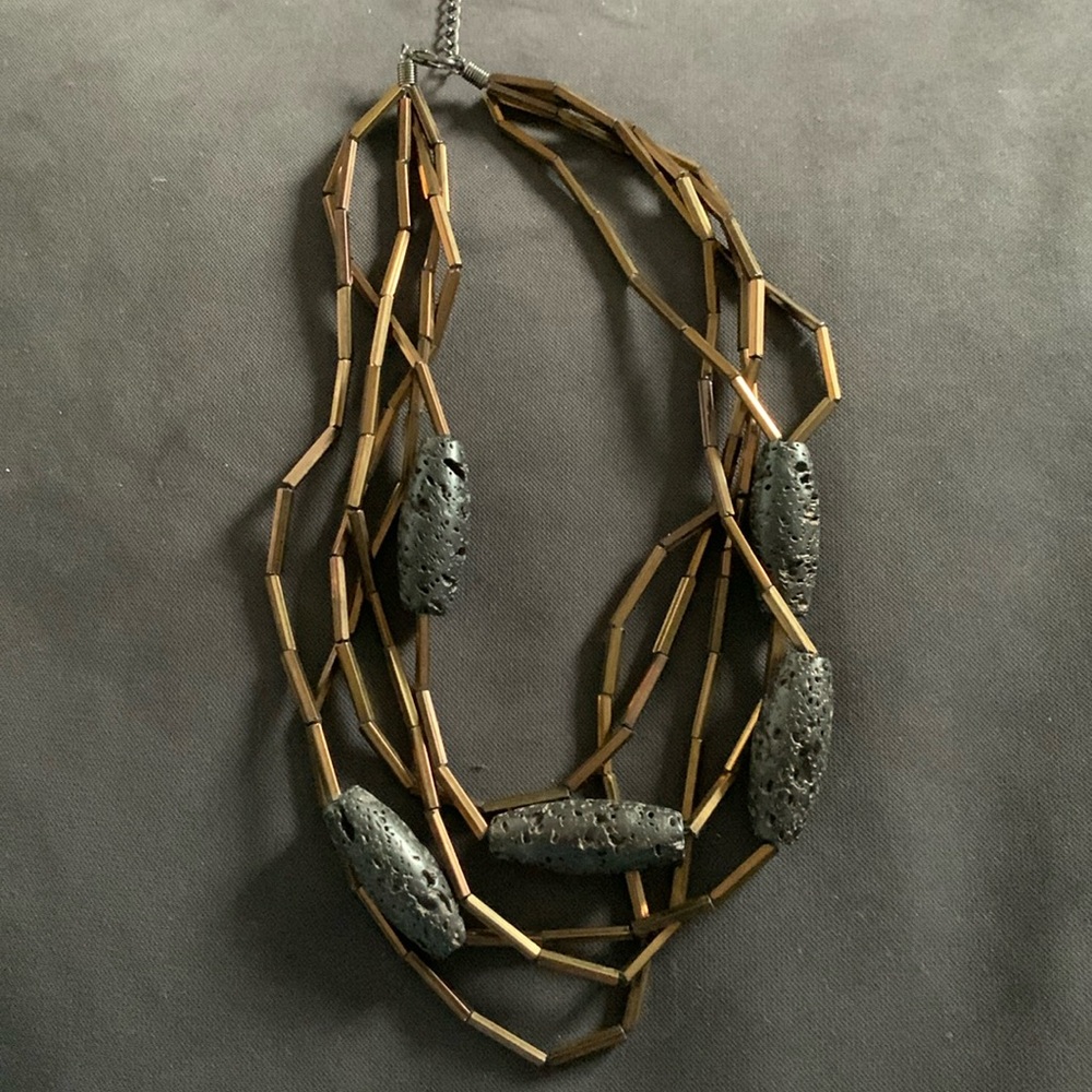 Adjustable bijou necklace chocolate brown and copper colour.